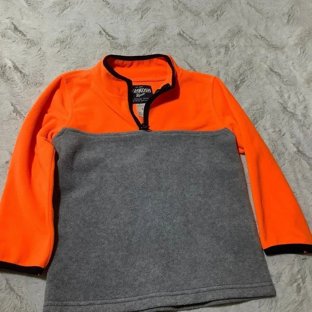 Oshkosh b'gosh orange gray fleece jacket size 4